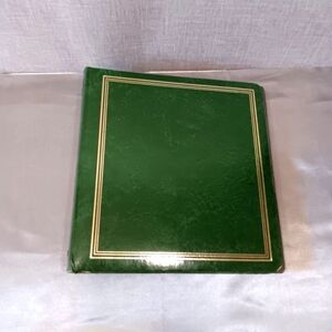 Vintage Photograph Scrapbook Album Green Gold Cover 10 pgs 3 Ring memento memory